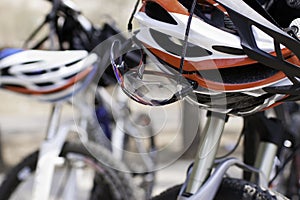 Helmet and glasses for cycling