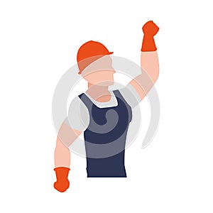 Helmet gloves constructer worker industry icon. Vector graphic
