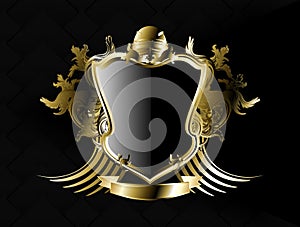Helmet Golden luxury heraldic coat of arms emblem crest illustration