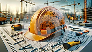 a helmet hardhat safety job site hazard jobsite uniform construction factory headgear protect prevention caution fortified