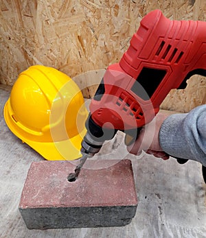 Helmet and hearing protection lying on the rubble