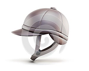 Helmet for horseriding on white background. Side view.