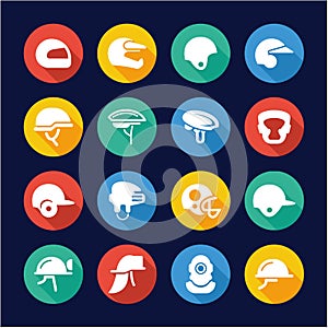 Helmet Icons Flat Design Circle