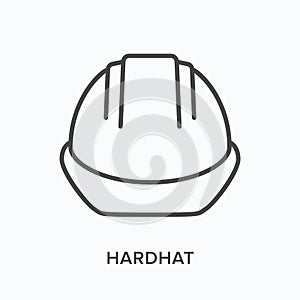 Helmet line icon. Vector outline illustration of safety hat, construction hardhat flat sign. Worker protective equipment