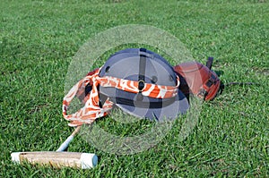 Helmet, mallet, kneecap