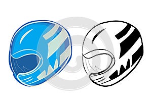 Helmet motorcycle for motor racing and bicycle sport, it is safety head protection. Vector icons for web design