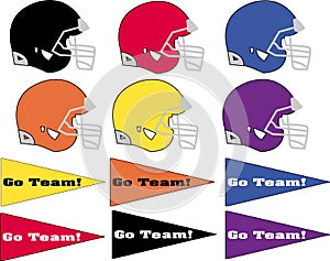 Helmets and banners with vectors available various colors