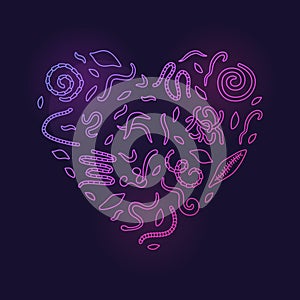 Helminths Heart outline colorful Banner. Vector concept illustration photo