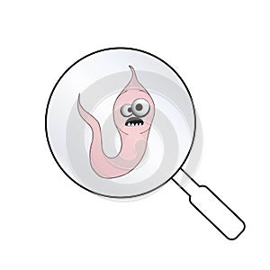 Helminths, roundworms. intestinal parasites. warning sign parasitism , vector illustration. The concept of parasites in humans and photo