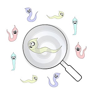 Helminths, roundworms. intestinal parasites. warning sign parasitism , vector illustration. The concept of parasites in humans and photo