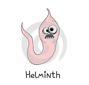 Helminths, roundworms. intestinal parasites. warning sign parasitism , vector illustration. The concept of parasites in humans and