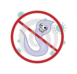 Helminths, roundworms. intestinal parasites. warning sign parasitism , vector illustration. The concept of parasites in humans and