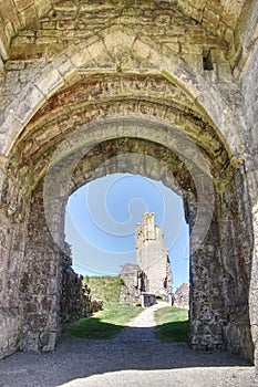 Helmsley Castle gate  with tower