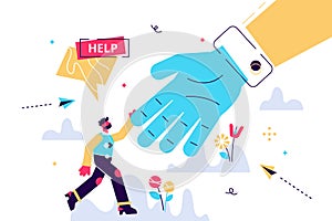 Help vector illustration. Flat tiny