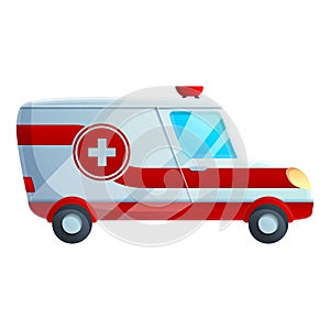 Help ambulance car icon, cartoon style