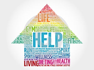 HELP arrow word cloud