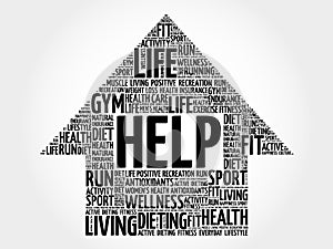 HELP arrow word cloud