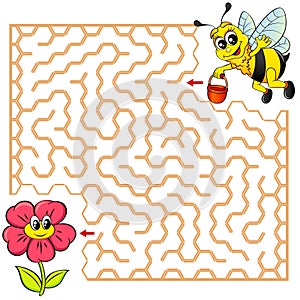 Help bee find path to flower. Labyrinth. Maze game for kids