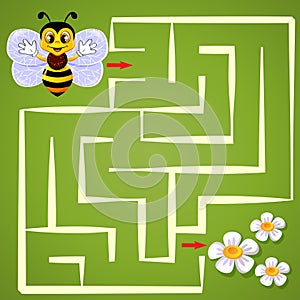 Help bee find path to flower. Labyrinth. Maze game for kids