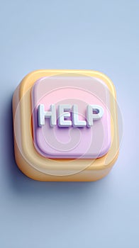 Help Button Concept. 3D Rendering Illustration Of Assistance And Support.