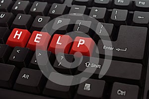 Help button word on black keyboard