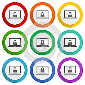 Help, call service, support vector icons, set of colorful flat design buttons for webdesign and mobile applications