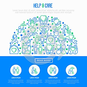 Help and care concept in half circle