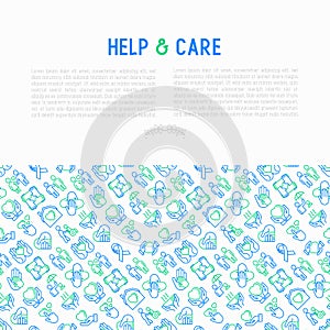 Help and care concept with thin line icons