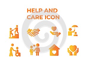 Help and care gradient icons set.vector eps 10