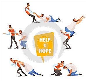 Conceptual illustration relating to helping a weak or person in need of help.