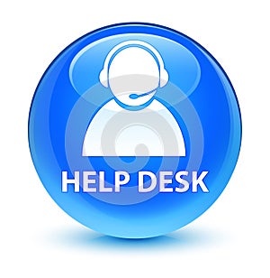 Help desk (customer care icon) glassy cyan blue round button