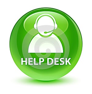 Help desk (customer care icon) glassy green round button