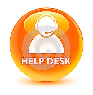 Help desk (customer care icon) glassy orange round button