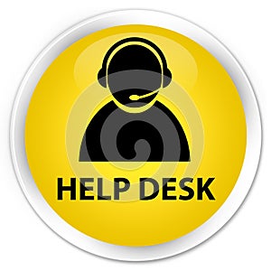 Help desk (customer care icon) premium yellow round button