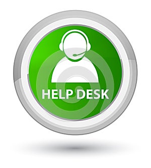 Help desk (customer care icon) prime green round button