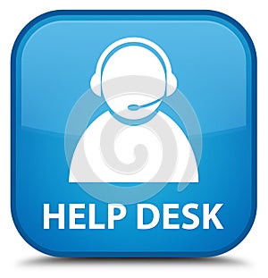 Help desk (customer care icon) special cyan blue square button