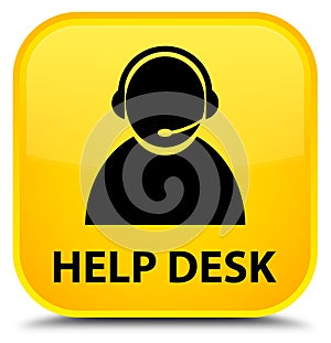 Help desk (customer care icon) special yellow square button