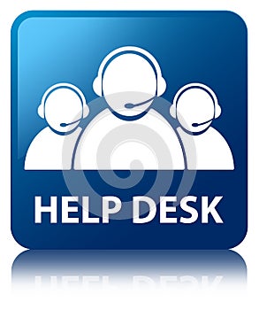 Help desk (customer care team icon) blue square button