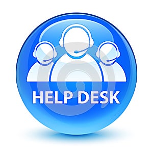 Help desk (customer care team icon) glassy cyan blue round button