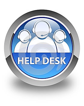 Help desk (customer care team icon) glossy blue round button