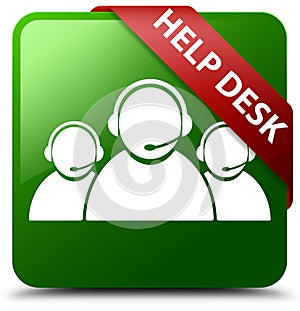 Help desk customer care team icon green square button