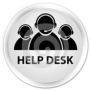 Help desk (customer care team icon) premium white round button