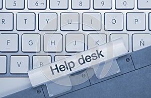 Help desk - Inscription on Blue Keyboard Key photo