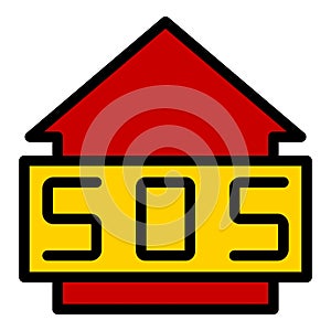 Help destroyed home icon vector flat