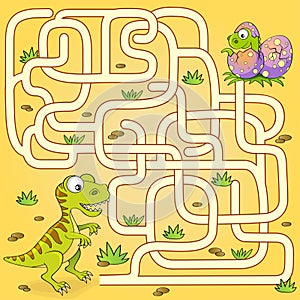 Help dinosaur find path to nest. Labyrinth. Maze game for kids