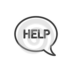 Help! Flat design icon. Speech bubble online communications and networking