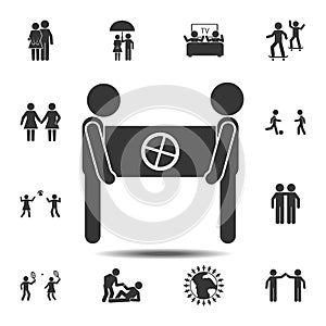 Help a friend, two people icon. Simple glyph, flat vector element of friendship icons set for UI and UX, website or mobile