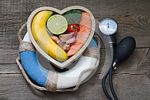 Help for heart abstract health diet food concept with lifebuoy
