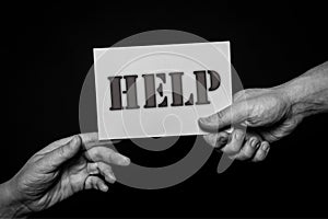 Help, helping hands concept, offering care, love, hope and support.