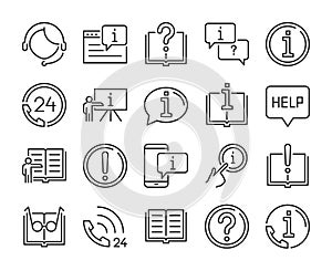 Help icon. Help and Support line icons set. Vector illustration.